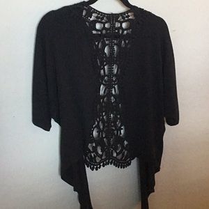 Black cropped 3/4 sleeve sweater Jacket.